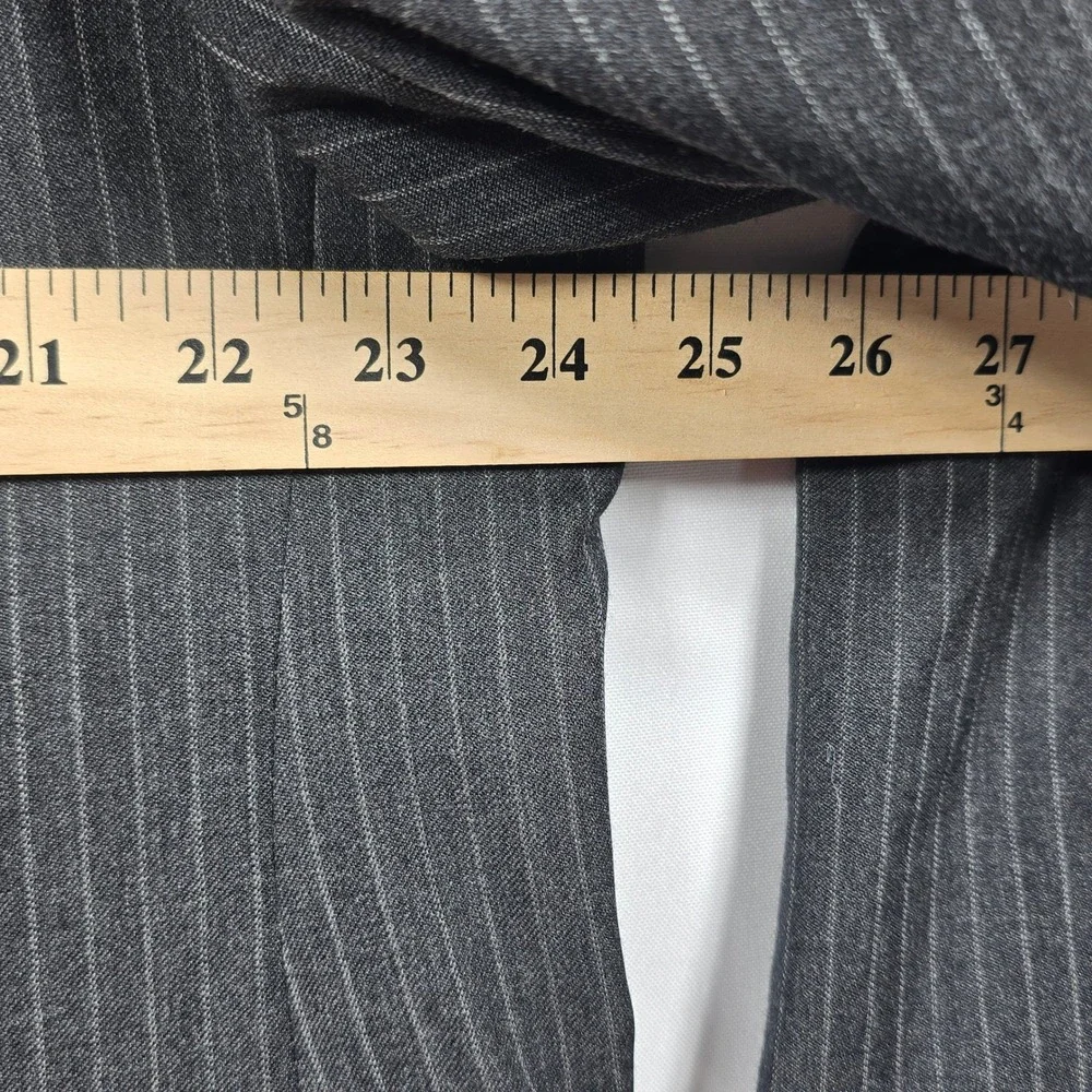 J. Ferrar Wool Pinstripe‎ Suit Set Blazer & Trousers Dark Gray Men's 48R, 37x29